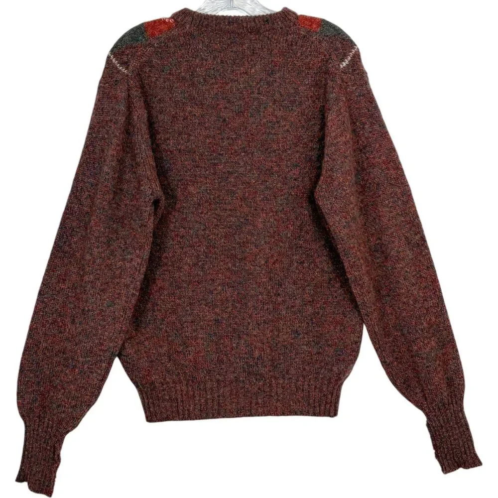Lord Jeff Vintage Shetland Wool Argyle Sweater Size M Made in Ireland
